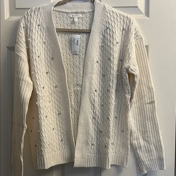 Maurice’s Womens Cream Rhinestone Embellished Cardigan Sweater New XSmall - Picture 4 of 7